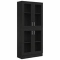 Armoire, en chêne et verre, 82,5 x 30,5 x 185 cm, coloris noir, pour la chambre