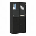 Bureau, avec rangement, avec portes, en chêne, coloris noir, 68 x 37 x 142 cm, pour l’espace de travail