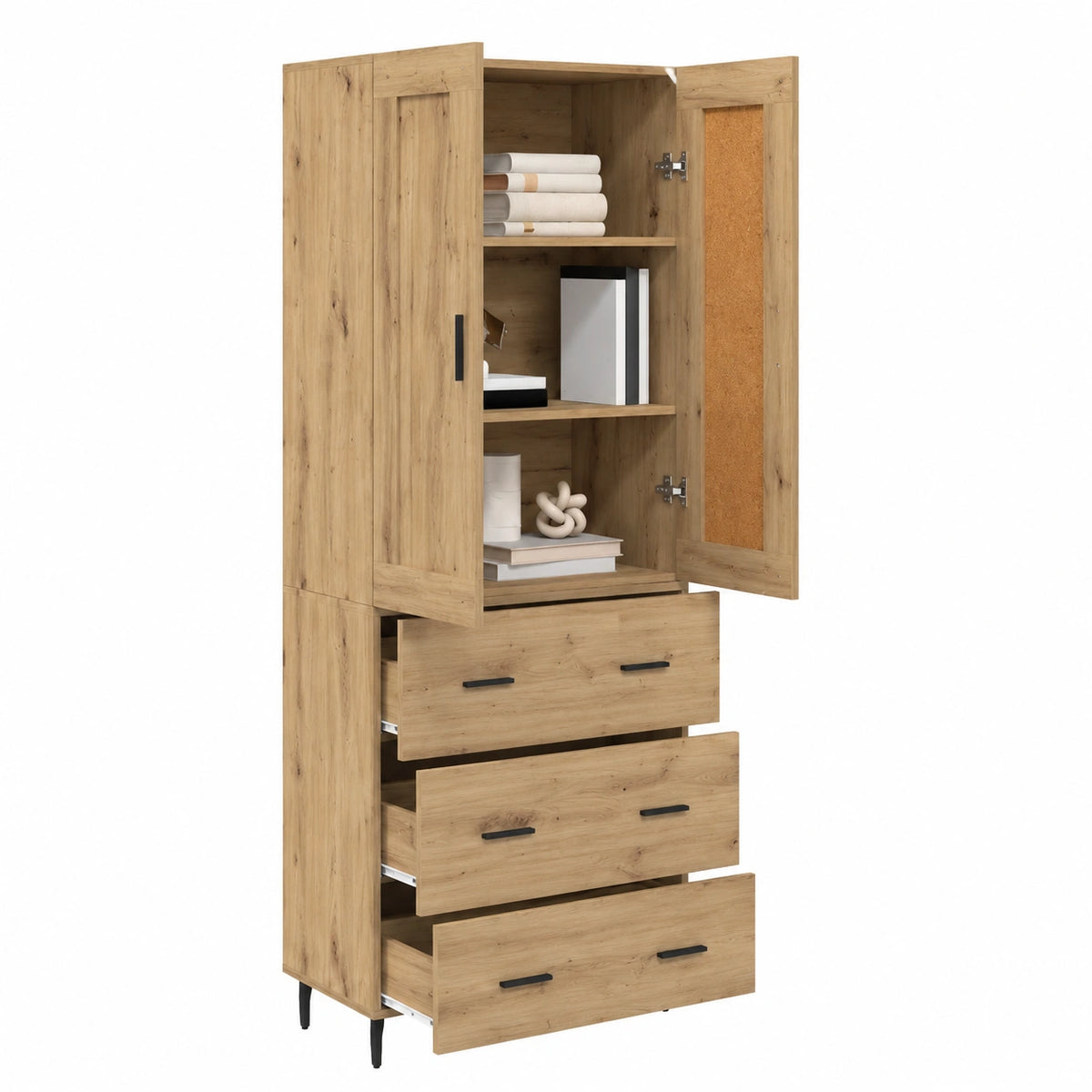 Armoire, en chêne et verre, avec rangement, 2 pièces, pour la chambre