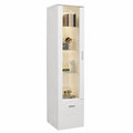Armoire, avec rangement, avec portes, en verre, coloris blanc, 42 x 30 x 160 cm, pour la chambre