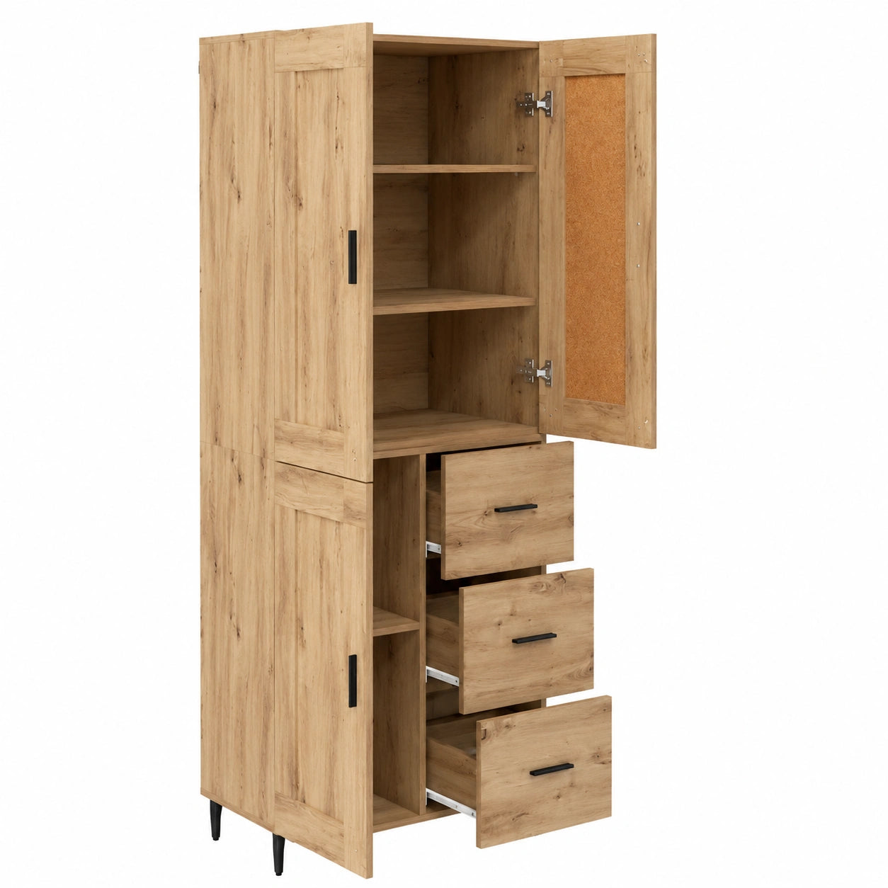 Armoire, 2 pièces, avec rangement, en chêne et verre, pour la chambre