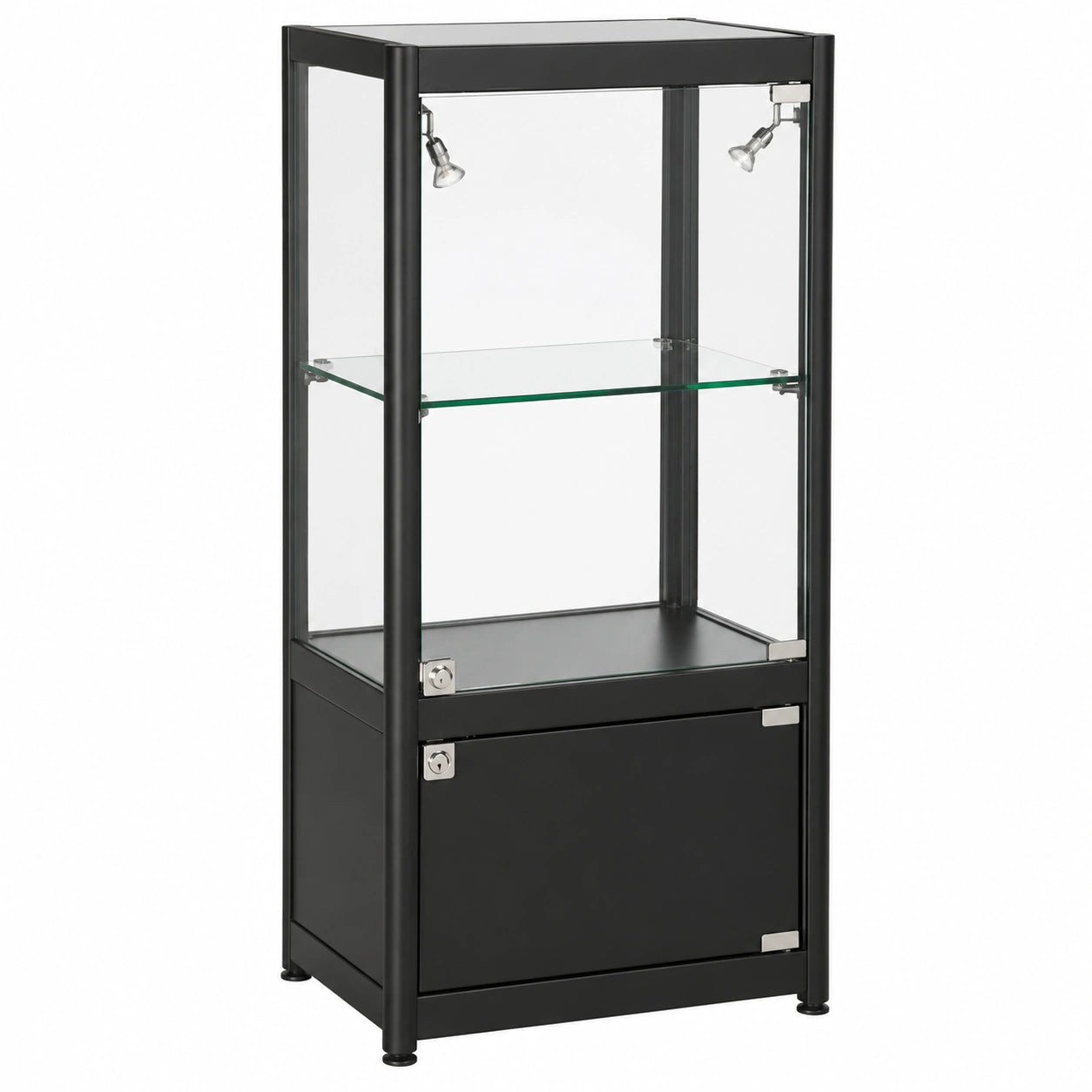 Meuble polyvalent, en verre, coloris noir et gris, pour les espaces de vie