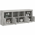 Buffet, avec rangement, avec portes, avec éclairage LED, coloris gris, 202 x 37 x 67 cm, pour la salle à manger ou le salon
