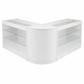 Meuble polyvalent, en panneaux de bois et verre, coloris blanc, pour les espaces de vie