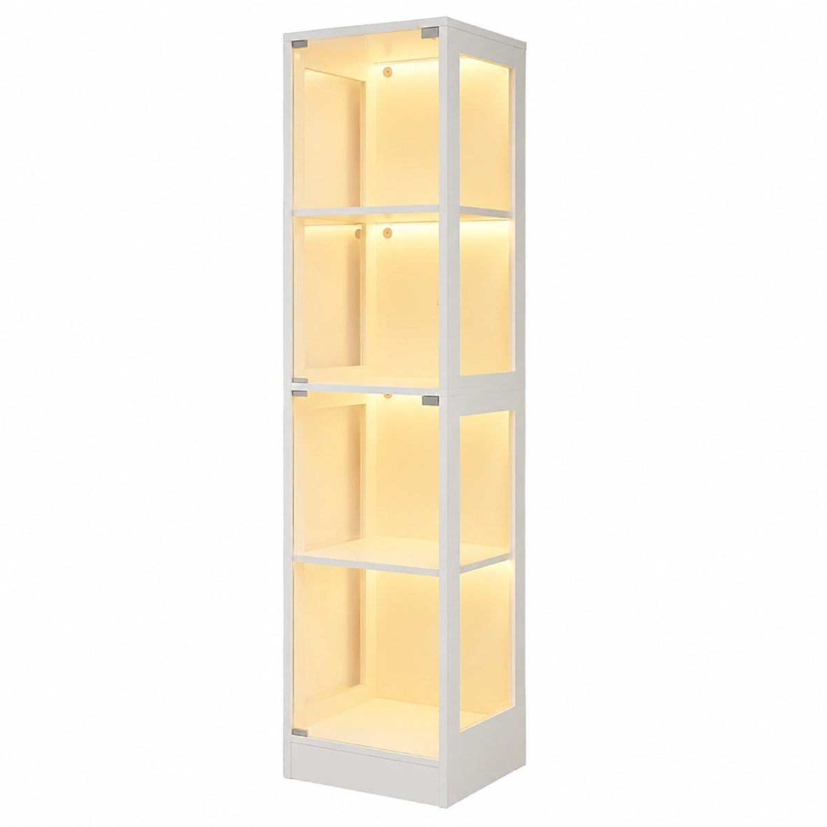 Bureau, réglable, avec étagères, avec portes, en verre, 40 x 35 x 170 cm, coloris blanc, pour l’espace de travail