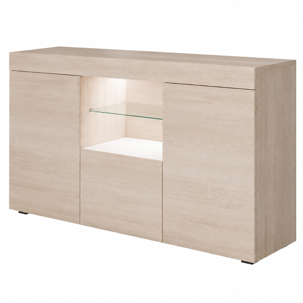 Meuble TV, avec éclairage LED, 135 x 72 x 34 cm, pour le salon