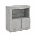 Armoire, avec rangement, avec éclairage LED, avec prise intégrée, coloris gris, 60,5 x 37 x 67 cm, pour la chambre