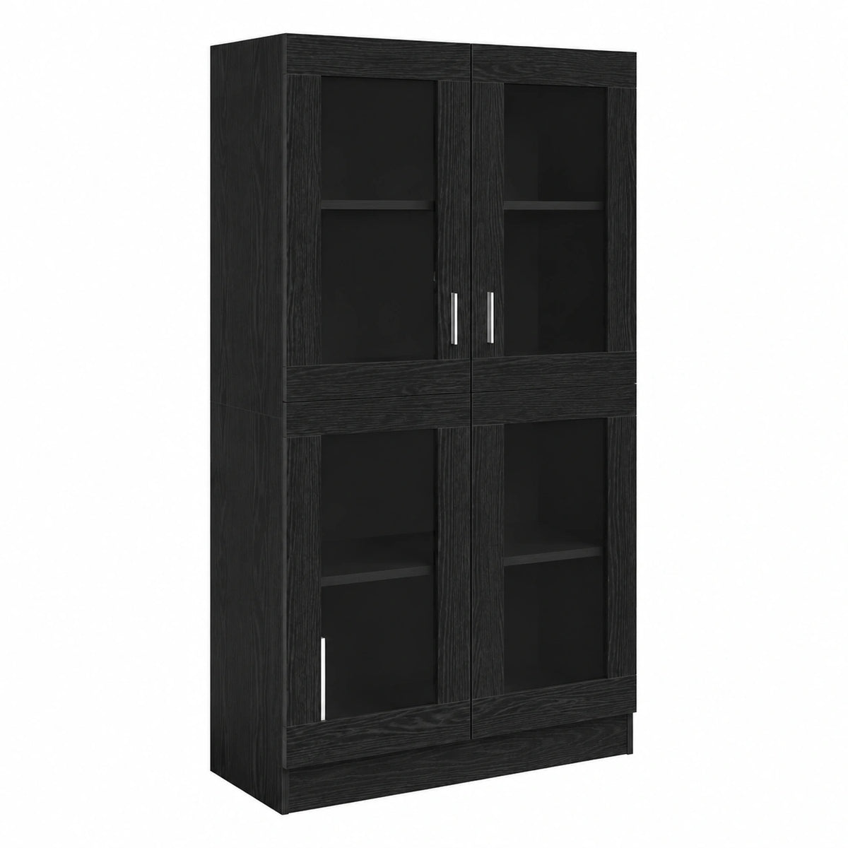 Armoire, en chêne et verre, coloris noir, 82,5 x 30,5 x 150 cm, pour la chambre