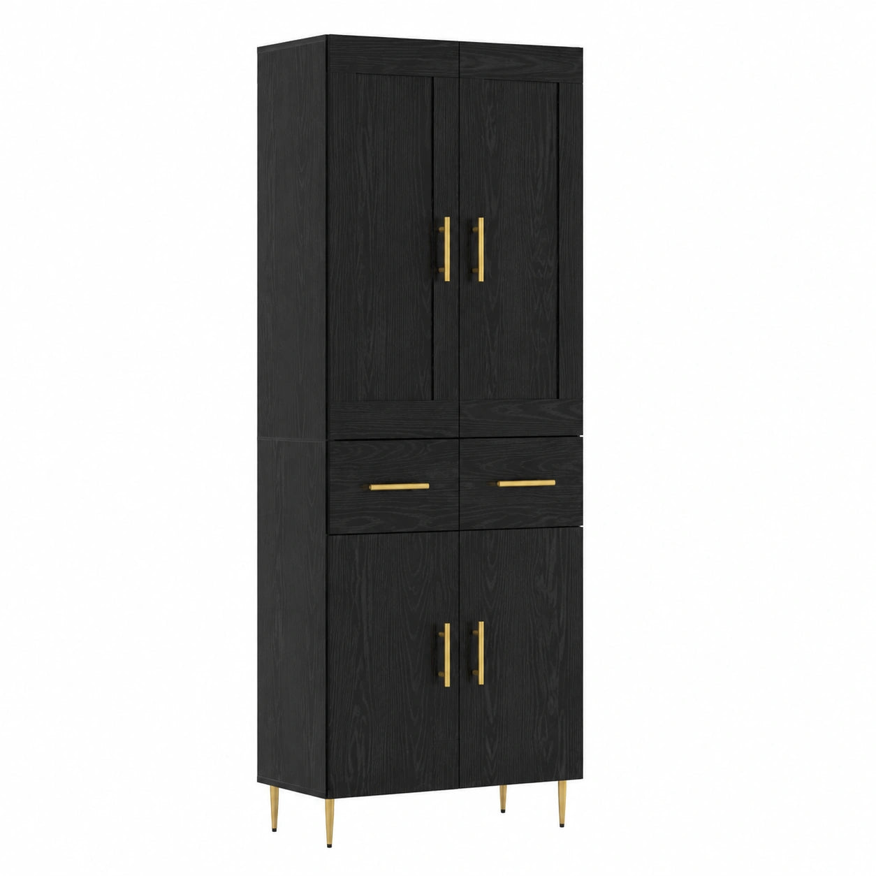 Armoire, avec rangement, avec tiroirs, avec portes, en chêne, coloris noir, 69,5 x 34 x 180 cm, pour la chambre