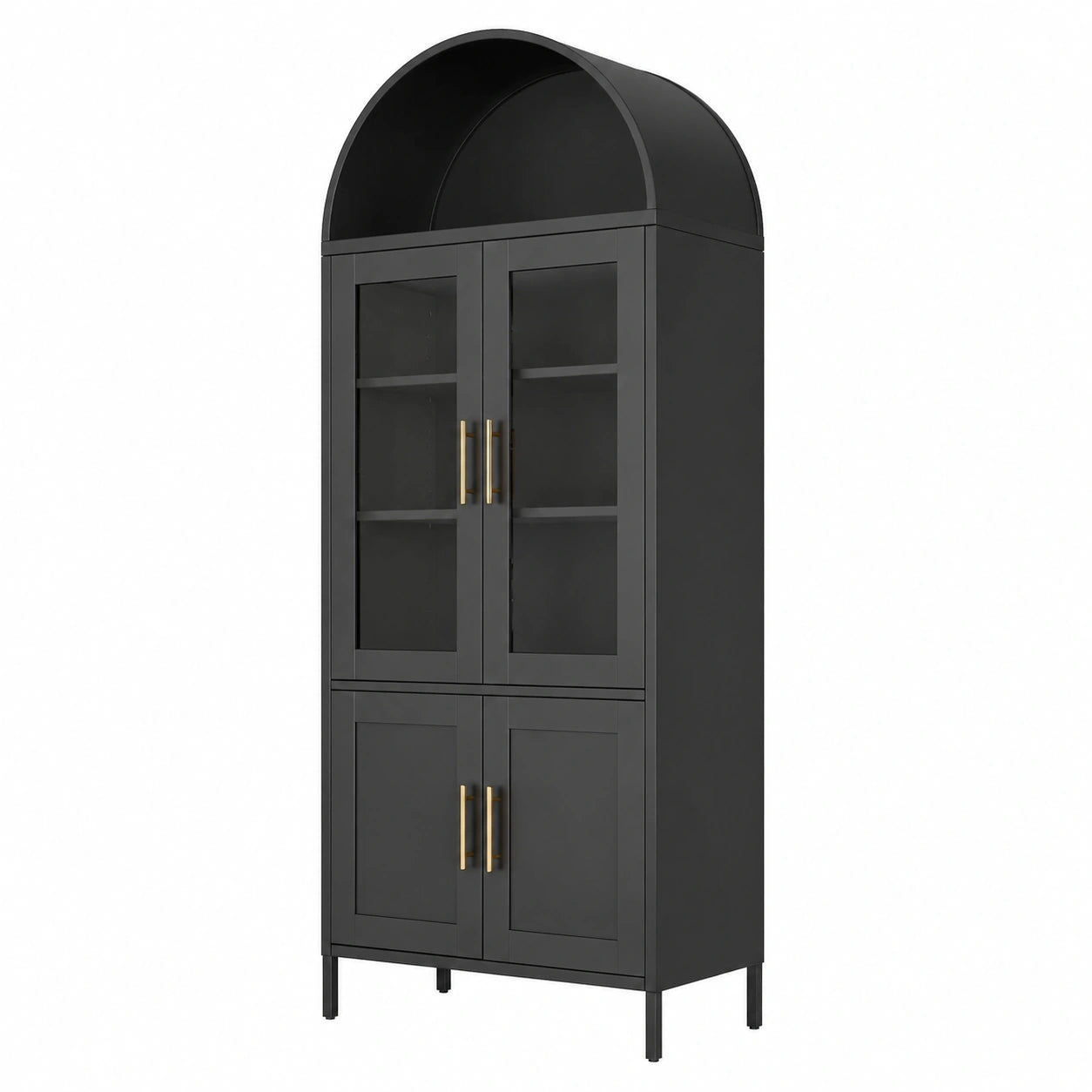 Armoire, avec rangement, avec portes, en métal et verre, 185 x 80 x 40 cm, coloris noir, pour la chambre