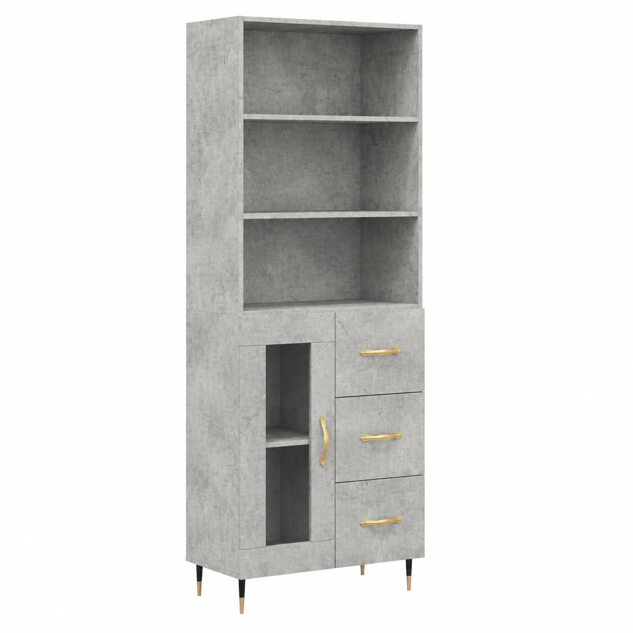 Buffet, coloris gris, 69,5 x 34 x 180 cm, pour la salle à manger ou le salon