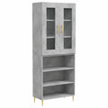 Buffet, coloris gris, 69,5 x 34 x 180 cm, pour la salle à manger ou le salon
