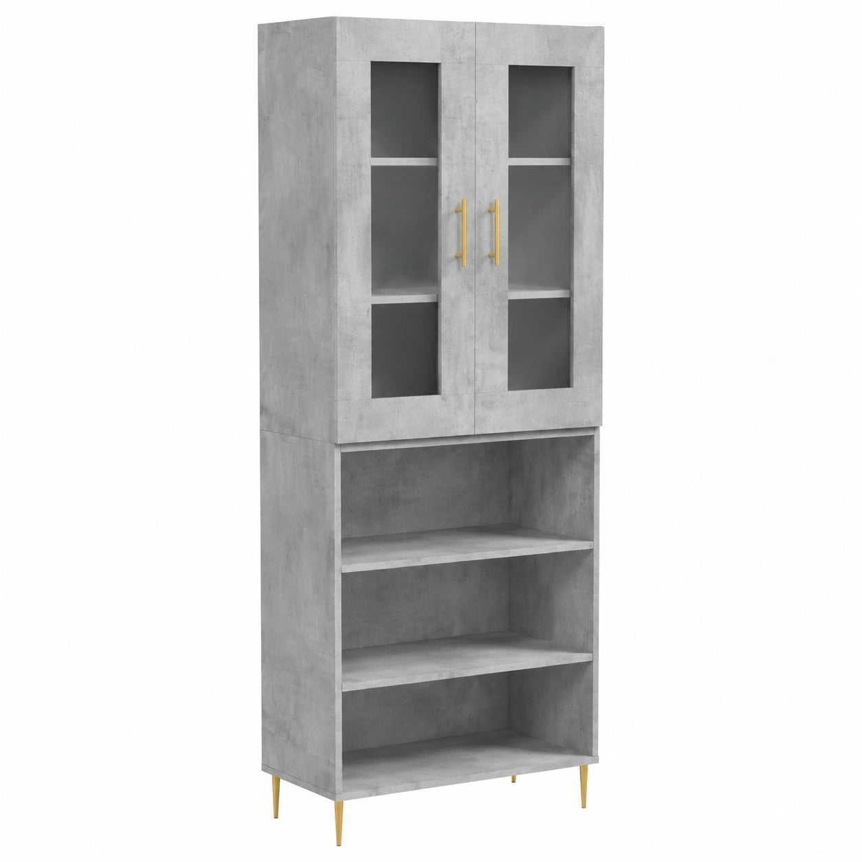 Buffet, coloris gris, 69,5 x 34 x 180 cm, pour la salle à manger ou le salon