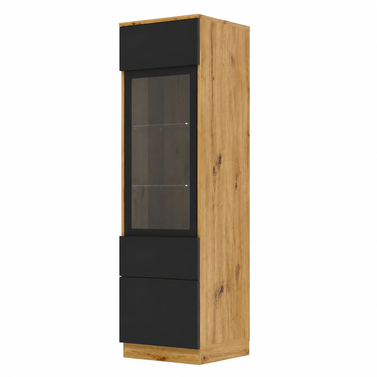 Armoire, avec rangement, avec étagères, en chêne, 37 x 33 x 150 cm, coloris noir, pour la chambre