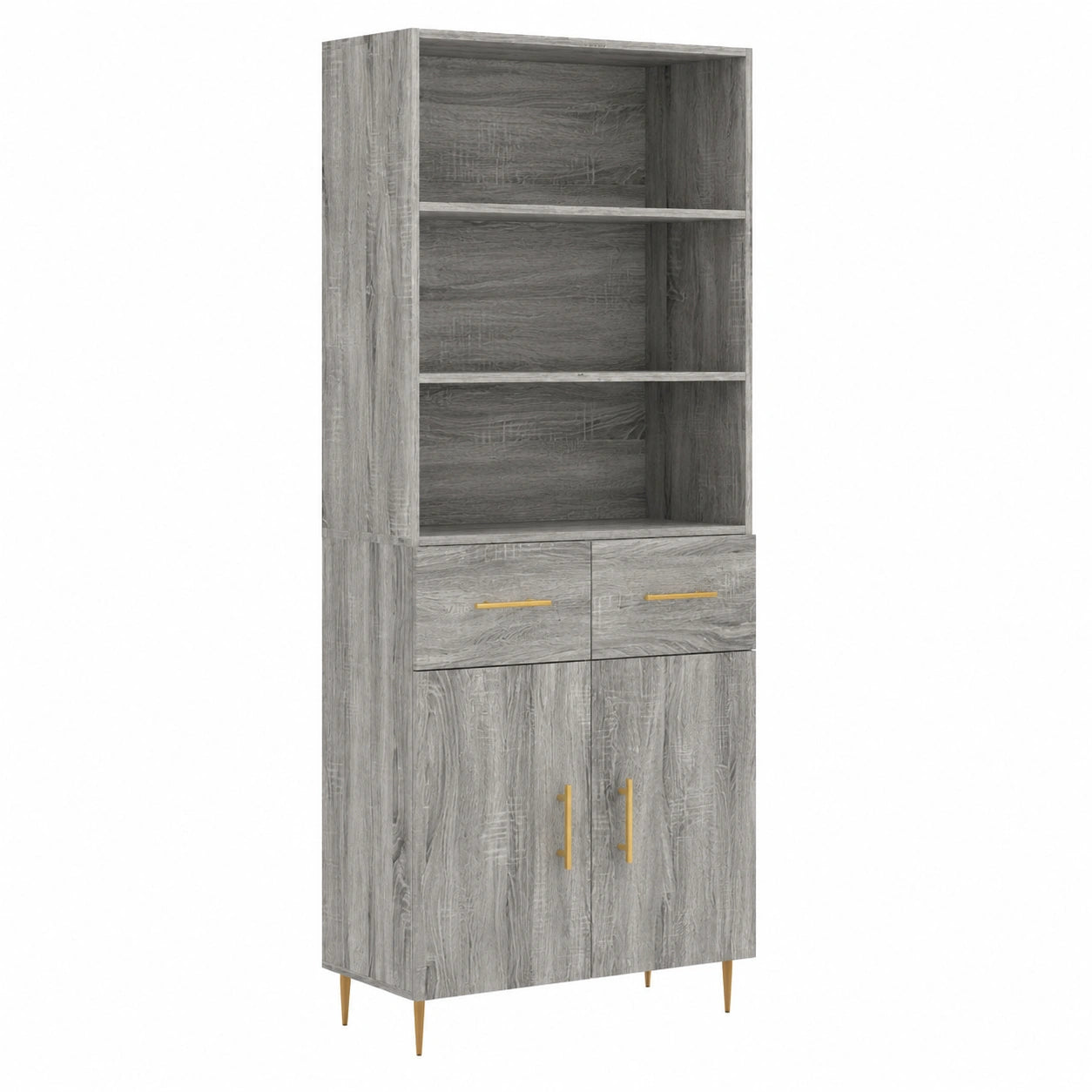 Buffet, coloris gris, 69,5 x 34 x 180 cm, pour la salle à manger ou le salon