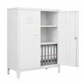Armoire, en acier, avec rangement, avec portes, coloris blanc, 90 x 80 x 40 cm, pour la chambre
