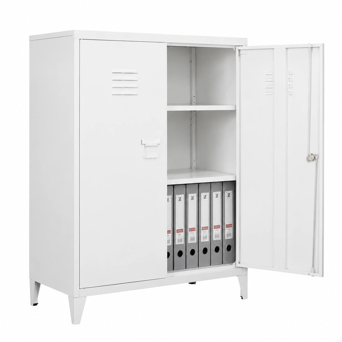 Armoire, en acier, avec rangement, avec portes, coloris blanc, 90 x 80 x 40 cm, pour la chambre